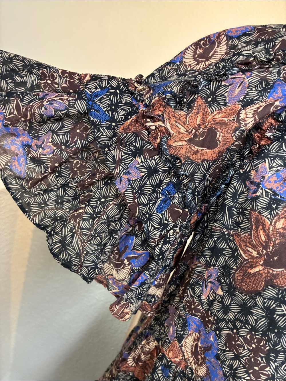 Ulla Johnson Floral Delia Mini Dress Tiered Ruffle Jet Sunburst Size 0‎ - Picture 3 of 12